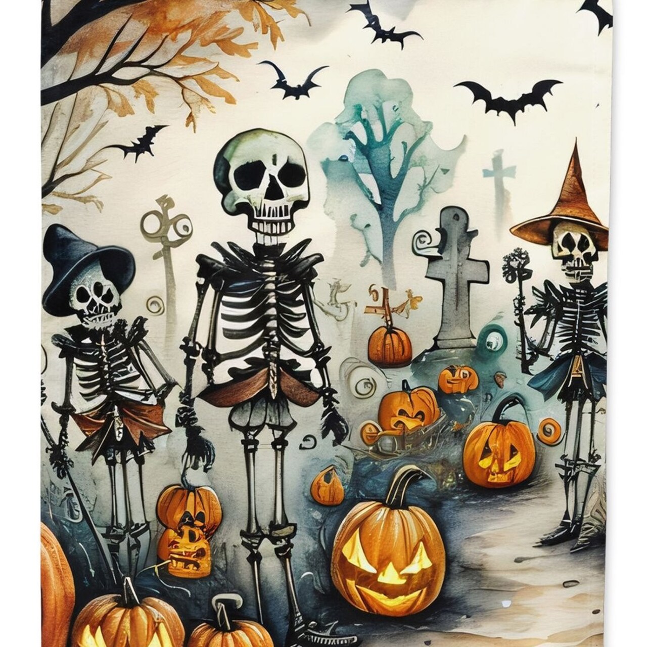 Edge Collections - 11 1/4" X 15 1/2" - Multicolor - Haunted Mansion Garden Flag Halloween Outdoor Scene - 1 Piece
